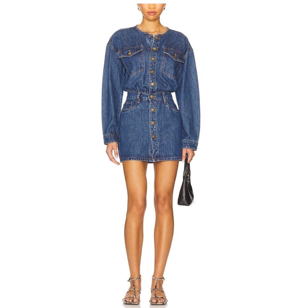 Blank Nyc Classic Blue Button Front Denim Mini Dress Size S